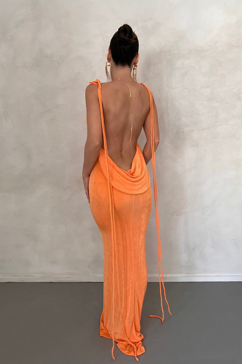 Sagia Backless Maxi Dress In Blue