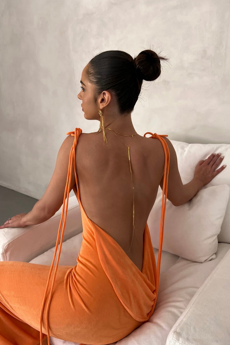 Sagia Backless Maxi Dress In Blue